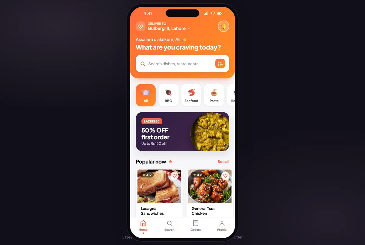 Lazeez food delivery app
