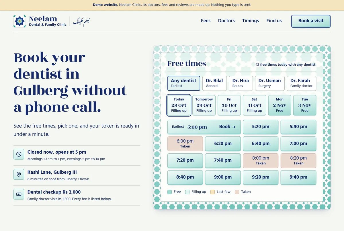 Neelam Dental clinic website
